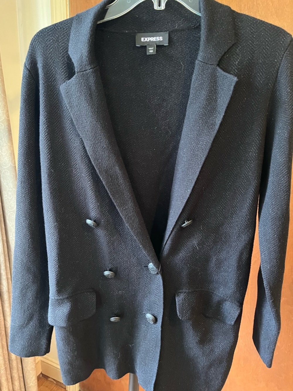 Express Black Double-Breasted Knit Blazer